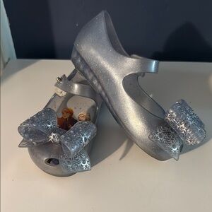 Kids Pale blue and Silver Glitter Shoes with Bow
